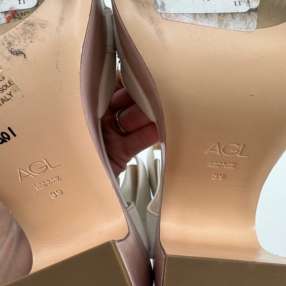 AGL White Women's Sista Double Buckle Platform Heel Sandals Size EU 39 US 9 - Picture 9 of 9